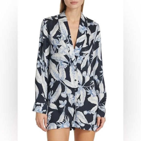 AlexisWomen's Laddie Floral Printed Romper Maldive Blue Size Medium